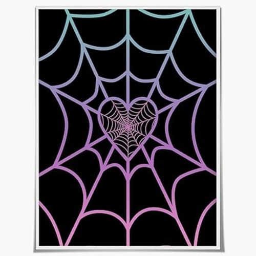 XZDMBNL Pastel Goth Cobweb Heart Print Girly Gothic Poster Pastel Halloween Canvas Wall Art Creepy Cute Spooky Decor Aesthetic For Living Room Bedroom Decoration Gift Posters Unframed16x20inch