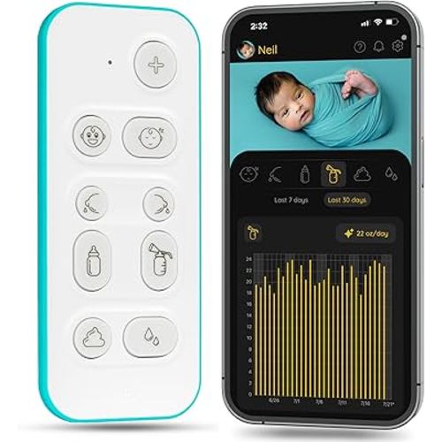 Nubo One-Touch Baby Tracker - Smart Baby Monitor for Tracking Sleep, Diaper, & Feeding - Mobile App