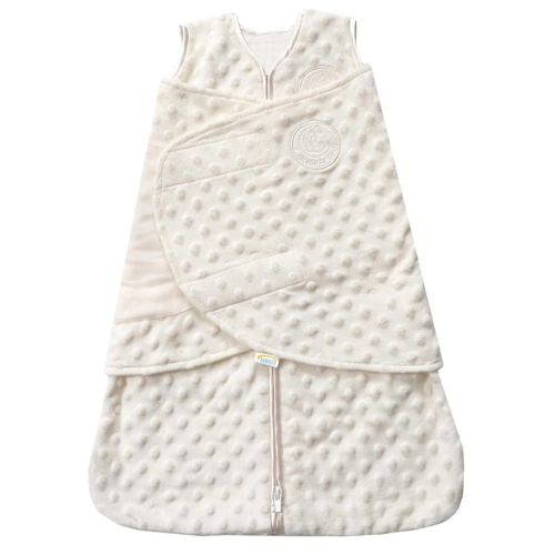 HALO Sleepsack Swaddle, 3-Way Adjustable Swaddle Blanket, TOG 3.0, Velboa Plush Dots, Cream, Newborn, 0-3 Months