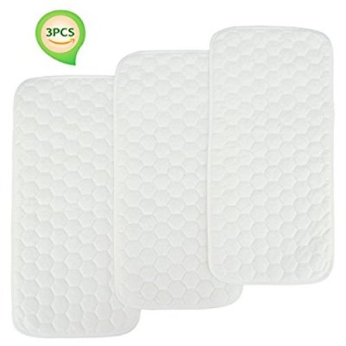 Bamboo Quilted Thicker Longer Waterproof Changing Pad Liners for babies 3 Count (white gourd pattern) by BlueSnail