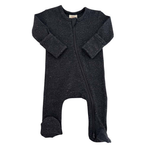 Charcoal Speckle / Ribbed 2-Way Zip Footie