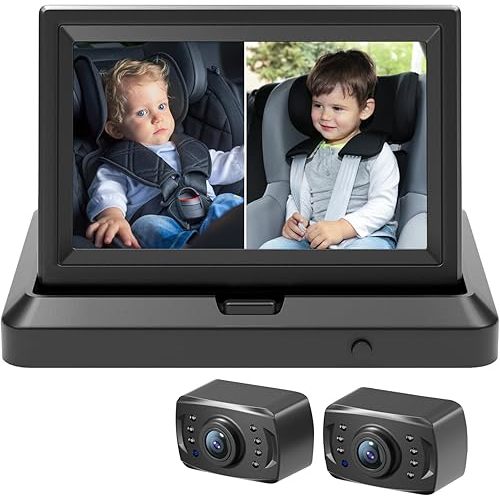 Itomoro Baby Car Camera HD 1080P Dual-Channel Display Baby Car Monitor with 2 IR Night Vision Camera, Easily Install 5'' Car Camera for Baby with Crystal Clear Wide View for Rear Facing Seat ACZ424