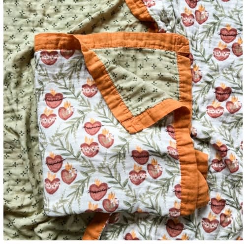 Holy Family Hearts Luxury Double Sided Muslin Catholic Blanket – The Little Rose Shop