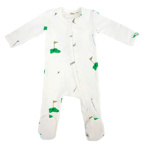 Cream Golf Rib Zipper Footie