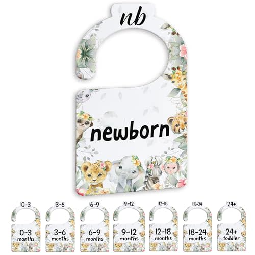 Jungle Animals Baby Closets Organizer, Nursery Closets Dividers for Newborn to 24 Months, Greenery Hangers with Double Size Dividers
