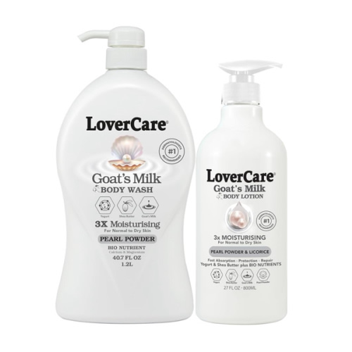 Lover's Care Goat Milk Body Lotion for Dry Skin Pearl 27.05oz (800ml) - Combo Body Lotion & Body Wash…