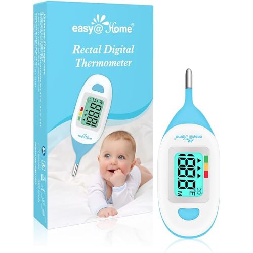 Baby Rectal Thermometer with Fever Indicator - Easy@Home Perfect Newborn and Infant Digital Thermometer with LCD Display Reading Body Temperature-Kid and Baby Item with Accurate Fast Reading - EMT-027