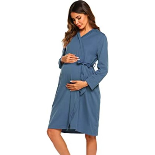 Ekouaer Maternity Robe Labor Delivery Nursing Gown Hospital Breastfeeding Dress Bathrobes