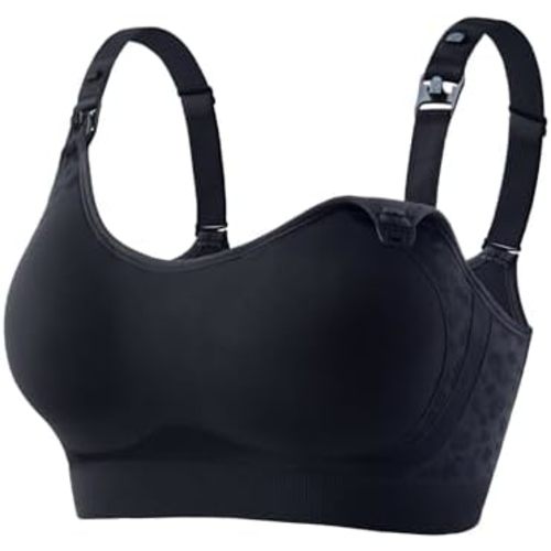 HOFISH Nursing Bras for Breastfeeding, TwinClips Wearable Pump Bra Fixed Pad, Adjustable Support Maternity Bra for Pregnancy