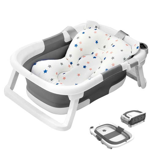 LAZIOEGR Baby Bathtub Collapsible Bathtub for Newborn, Portable Bathtub, Gray