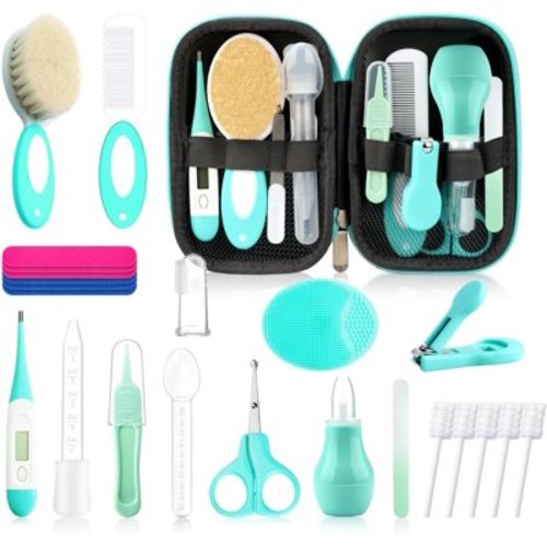 Baby Healthcare and Grooming Kit for Newborn Kids, 24PCS Upgraded Safety Baby Care Kit, Newborn Nursery Health Care Set, Baby Care Products, Green