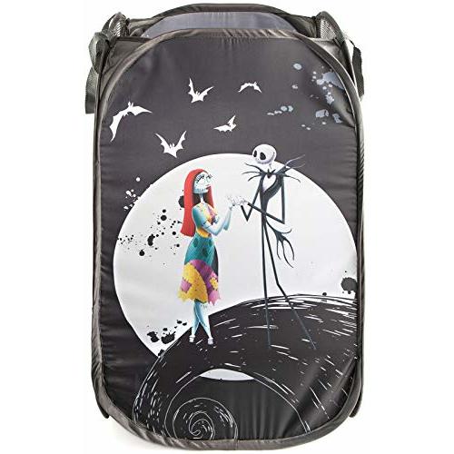 Jay Franco Disney Nightmare Before Christmas Jack & Sally Pop Up Hamper - Mesh Laundry Basket/Bag with Durable Handles (Official Disney Product)