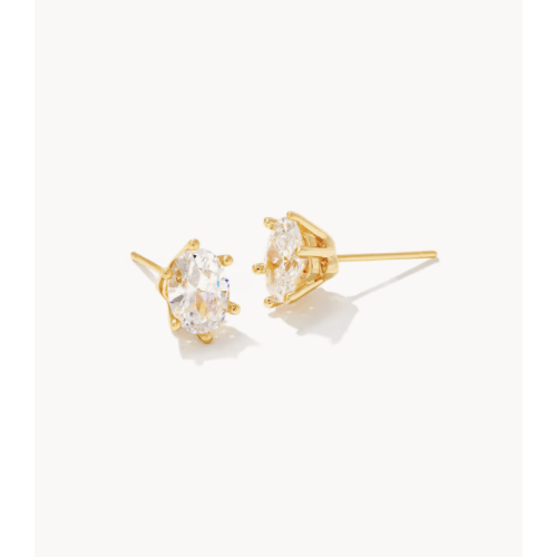 Cailin Gold Crystal Stud Earrings in White CZ | Kendra Scott
