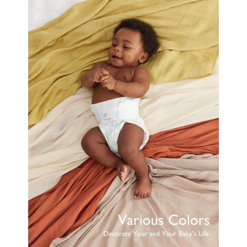 Momcozy Muslin Swaddle Blankets, Ultra Soft Neutral Swaddle Blanket, Breathable Large 47'' x 47'' Baby Infant Newborn Boys Girls Swaddling Receiving Blanket Wraps, Retro Red Brown