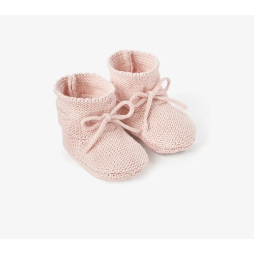 Pale Pink Garter Knit Baby Booties