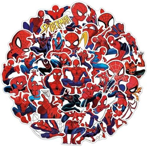 50pcs Spiderman Stickers for Water Bottle, Cool Superhero Movie Waterproof Vinyl Decal for Kids Teen Adult Laptop Skateboard Phone Travel Case Bike Guitar Computer