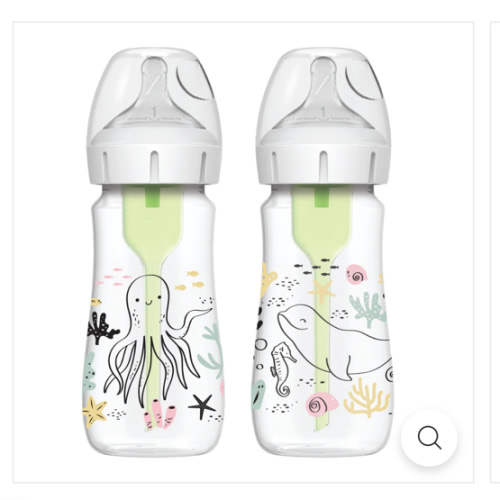 Dr. Brown’s Natural Flow® Anti-Colic Options+™ Wide-Neck Baby Bottle, 9oz/270mL, Ocean, 2-Pack