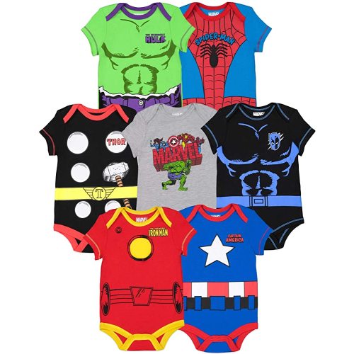 Marvel Avengers Baby 7 Pack Bodysuit Spiderman Thor Black Panther Iron Man Captain America Hulk