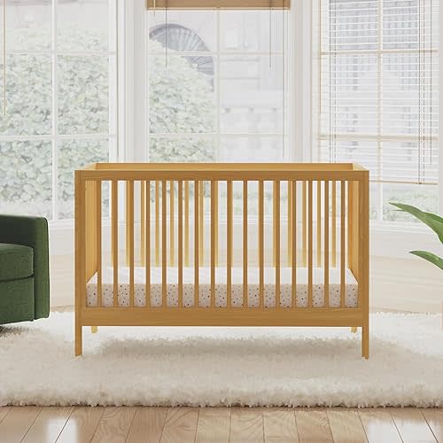 DaVinci Birdie 3-in-1 Convertible Baby Crib - GREENGUARD Gold Certified Crib - Convertible Crib to Toddler Bed and Daybed - Baby Bed w/ 4 Adjustable Heights - Easy to Assemble Wooden Crib - Honey