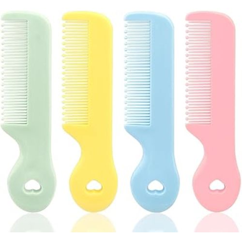 1 Pack Of 4 Round Colorful Tip Bristles Baby Cute Comb Baby Grooming For Sensitive Scalp Skin, for Nursery Newborn Infant Girl Boy Kids Comb Baby,Grooming and Healthcare Kits