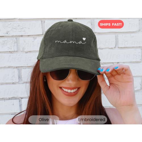 Mama Custom Corduroy Hat Embroidered New Mom Baseball Hat Retro Vintage Corduroy Cap Embroidery Est Date Mommy Personalized Mothers Day Gift