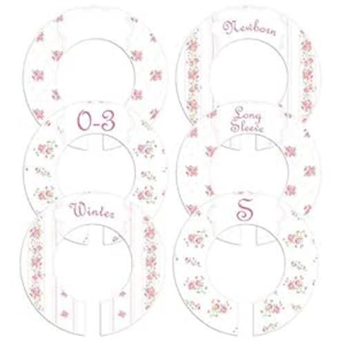 Amazon.com: 6 Baby Girl or Adult Clothing Size Closet Rod Divider Tags Pink Roses (1.5 Inch Rod) : Baby