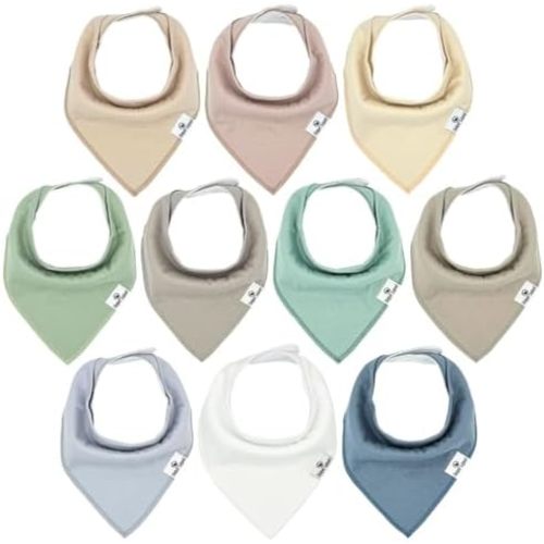 DiaperSquad's 10-Pack Baby Bibs for Drooling and Teething, Bibs for Boys, Baby Girl - Solid Cotton Baby Drool Bibs