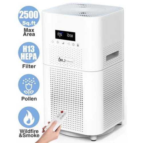 DR. J HEPA Air Purifier, Indoor Smoke & Pet Hair Cleaner for Rooms up to 2500 Sq.ft