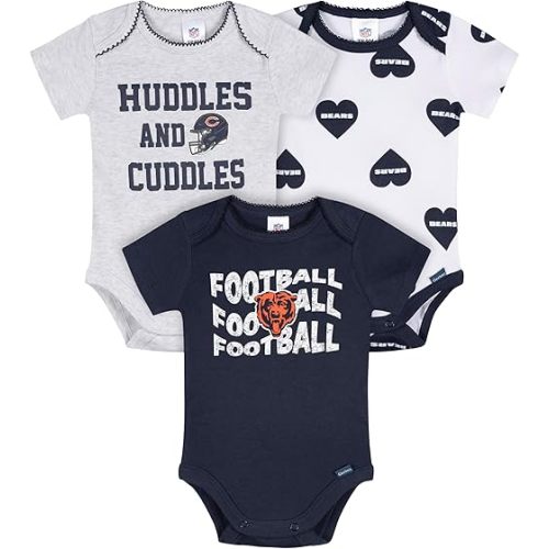 Gerber Baby Girls' NFL 3-Pack Onesie Bodysuit, Bears, 0-3 Months