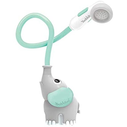 Yookidoo Baby Bath Shower Head - Elephant Water Pump with Trunk Spout Rinser - Control Water Flow from 2 Elephant Trunk Knobs for Maximum Fun in Tub or Sink for Newborn Babies (Turquoise)