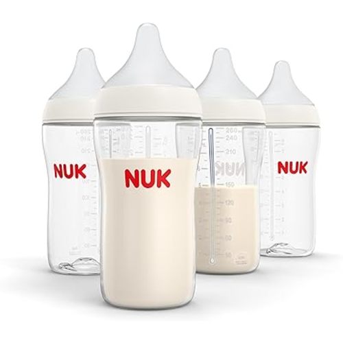 NUK Perfect Match Medium Flow 2-in-1 Natural and Anti-Colic Bottle, 8oz., 4 Pack, BPA Free