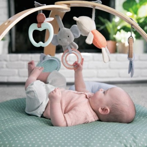 Ingenuity Cozy Spot Reversible Duvet Activity Gym with Wooden Toy Bar