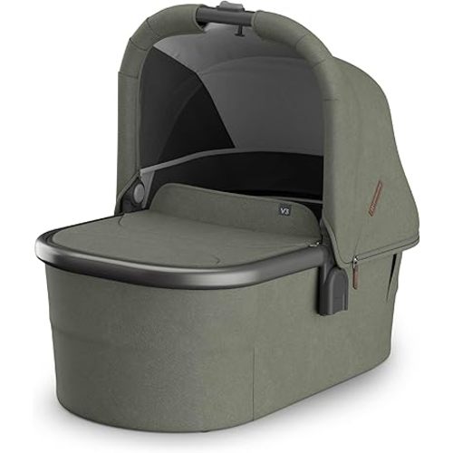 UPPAbaby Bassinet V3 - Compatible with Vista, Cruz, Ridge Strollers - Overnight Sleep Solution - Mattress, Sheet and Bug Shield Included - Evelyn (Meadow Green)