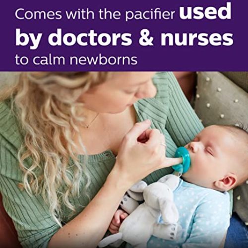 Philips AVENT Soothie Snuggle Pacifier Holder with Detachable Pacifier, 0m+, Elephant, SCF347/03- 1 Count (Pack of 1)