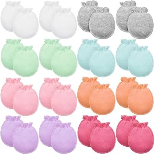 16 Pairs Newborn Baby Cotton Mittens No Scratch Gloves Unisex Newborn Mittens for baby Boys Girls 0-6 Months