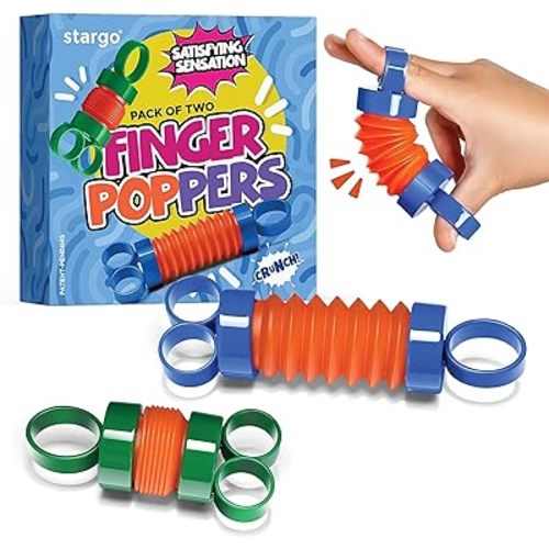 Finger Poppers Fidget Toy for Kids - Hand Exercisers Pop Tube Mini Fidget Toys - Sensory Toy for Girls and Boys - Finger Strengthener and Occupational Therapy Toy Stocking Stuffers - Pack of 2