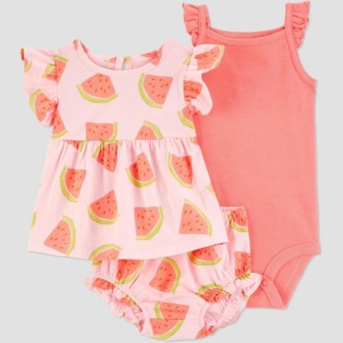 Carter's Just One You® Baby Girls' 3pc Watermelon Top & Bottom Set - Pink 3M