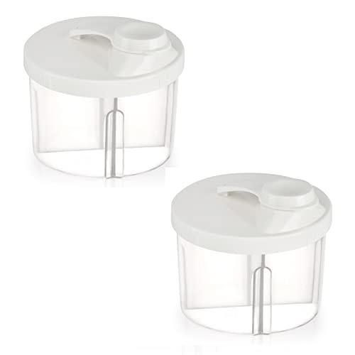 Accmor Baby Formula Dispenser On The Go, Non-Spill Rotating Four-Compartment Formula Container to Go, Milk Powder Kids Snack Container for Infant Toddler Travel Outdoor, White, 2 Pack