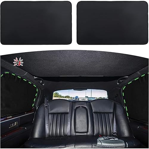 ZATOOTO Car Window Curtains - 2 Pcs Black Silk Side Rear Protection Covers - Magnetic Privacy Sun Shade Keeps Cooler for Baby Kids Sleeping