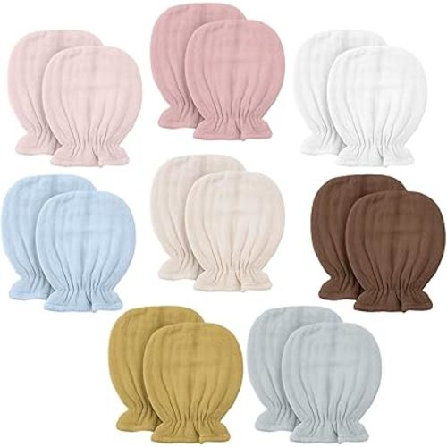 Guantes de muselina para bebé recién nacido de 0 a 6 meses, sin arañazos, elásticos, suaves, transpirables, de algodón a granel para bebés