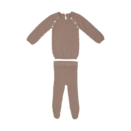 Baby Diamond Stitch Cotton Long Sleeve Top & Footed Pants Set