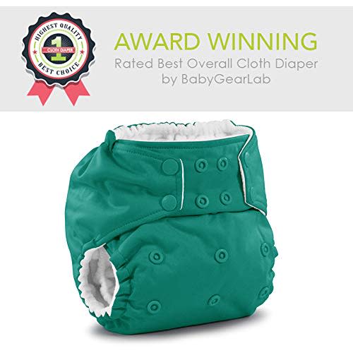 Kanga Care Rumparooz Cloth Diaper Reusable One Size Pocket Diaper with Patented Inner Double Gusset 2 pcs Microfiber Insert Soaker (6-40+ lbs) - Dandelion