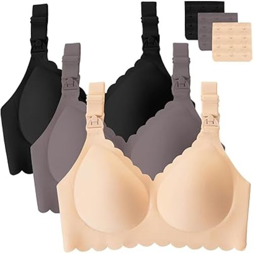 3 Pack Nursing Bras for Breastfeeding Seamless Wireless Maternity Bras for Pregnancy Soft Sleep Breastfeeding Bra