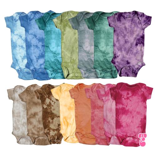 Hand-Dyed Short Sleeve Baby Bodysuit: Organic Cotton Tie Dye