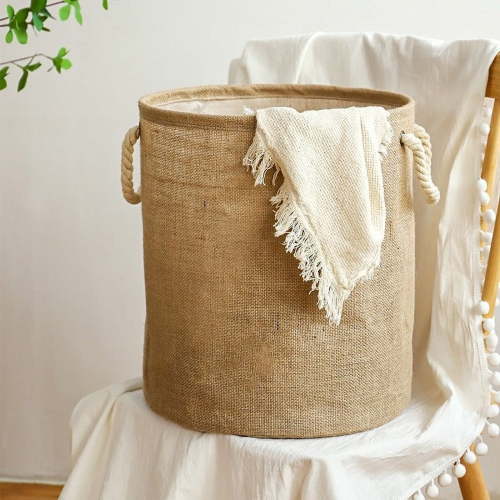 Laundry Basket, Collapsible Laundry Baskets, Jute Rope Laundry Hamper Basket, Baby Nursery Hamper for Blanket Storage for Bedroom-Large-Jute, Multisize