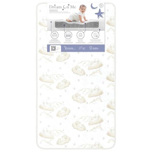 Dream On Me Twilight 5” 2-in-1 Breathable Spring Coil Crib and Toddler Bed Mattress Firm, Plush with Reversible Design I Greenguard Gold and JPMA Certified, White