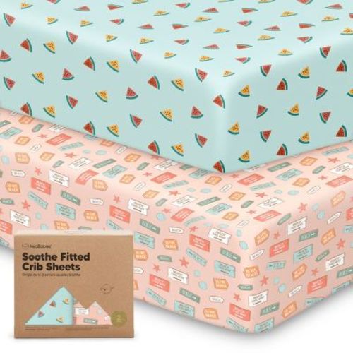 Keababies 2pk Soothe Fitted Crib Sheets Neutral, Organic Baby Crib Sheets, Fits Standard Nursery Baby Mattress (butterflies)