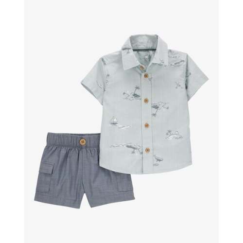 Baby 2-Piece Button-Down Shirt & Short Set - Blue - Carter's | Carter's