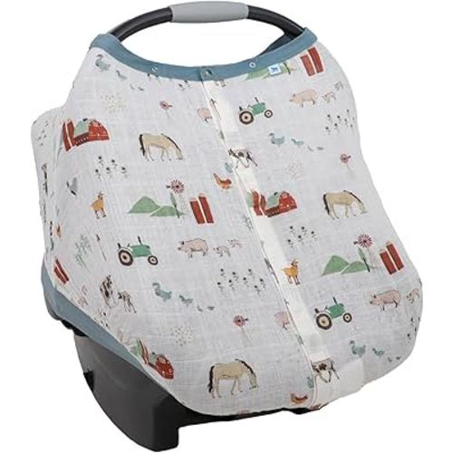 Little Unicorn Breathable Car Seat Canopy | Magnetic Closure Cover & Universal Fit | Protection & Privacy for Baby (Farmyard)