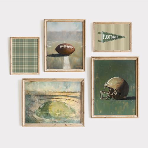 Football Prints Vintage Boys Room Football Paintings, Sage Green Boy Nursery Wall Art Sports Printable Art Football Boy Room Decor Sports G2